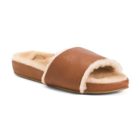 NWT BEEK Gallito Mas Shearling Cozy Leather Slide Sandals - Picture 1 of 4